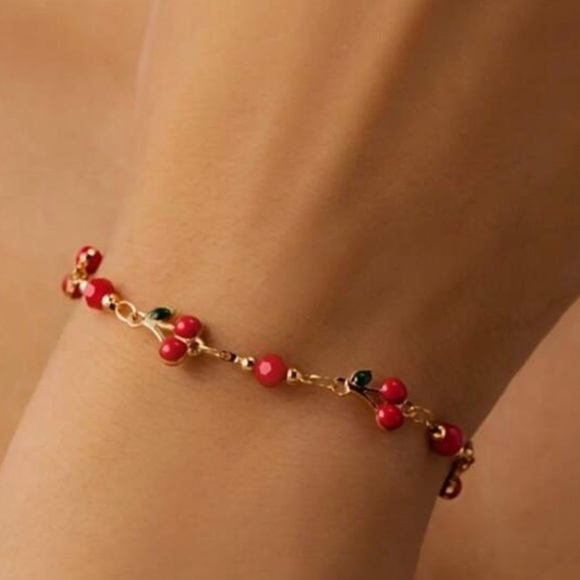 Anthropologie Gold cherry Beaded Bracelet - Picture 1 of 3